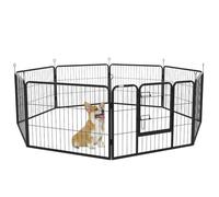 Luxe Parc Enclos Modulable Acier 8 Panneaux Dim. 80l X 60h Cm - Porte Verrouillable - Acier Époxy Noir