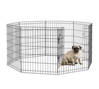Parc enclos - PawHut - modulable chiens lapins rongeurs pliant 1 porte 8 panneaux clôture - métal - 61x76cm - noir
