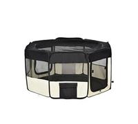 PawHut Parc enclos Pliable pour Chats et Petits Animaux octogonale en Tissu Oxford et Acier - dim. Ø 120 x 58H cm - Noir et crème