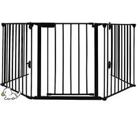 Parc/Enclos pour Animaux en Métal, Barrière de Protection pour cheminée de bébé - pour Enfantsavec Porte - en métal - pour clôture d'enfants et d'animaux (310 * 2.5 * 75cm (5 pièces - Noir))