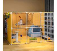 Parc et cage amovibles pour chat - Enclos d'intérieur en fil métallique avec bac à litière pour petits animaux : chiots, furets, lapins, hérissons, cochons d'Inde