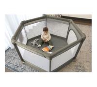 Parc Explore - DREAMBABY - 6 côtés avec base en tissu et cadre rembourré - Ø 1,40 m - H 70 cm - Taupe