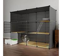 Parc for chat Cage for chat Niche for chat Niche d'intérieur à monter soi-même Niches en métal amovibles à 2/3 niveaux avec rampe, échelles et niche for chat Toilettes for chat Idéal for 1 à 3 chats(1