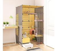 Parc for chat Cages for chats d'intérieur, avec bac à litière, enclos for chat à monter soi-même, cage de chenil amovible en fil de fer, cages for petits animaux, grand lieu d'exercice idéal for chat(