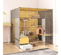 Parc for chat Cages for chats d'intérieur, avec bac à litière, enclos for chat à monter soi-même, cage de chenil amovible en fil de fer, cages for petits animaux, grand lieu d'exercice idéal for chat(