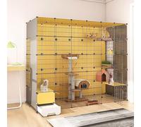 Parc for chat Cages for chats d'intérieur, avec bac à litière, enclos for chat à monter soi-même, cage de chenil amovible en fil de fer, cages for petits animaux, grand lieu d'exercice idéal for chat(