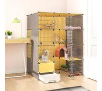Parc for chat Cages for chats d'intérieur, avec bac à litière, enclos for chat à monter soi-même, cage de chenil amovible en fil de fer, cages for petits animaux, grand lieu d'exercice idéal for chat(