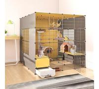 Parc for chat Cages for chats d'intérieur, avec bac à litière, enclos for chat à monter soi-même, cage de chenil amovible en fil de fer, cages for petits animaux, grand lieu d'exercice idéal for chat(
