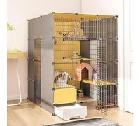 Parc for chat Cages for chats d'intérieur, avec bac à litière, enclos for chat à monter soi-même, cage de chenil amovible en fil de fer, cages for petits animaux, grand lieu d'exercice idéal for chat(