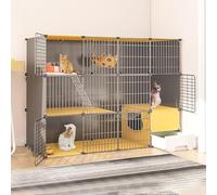 Parc for chat Cages for chats d'intérieur, avec bac à litière, enclos for chat à monter soi-même, cage de chenil amovible en fil de fer, cages for petits animaux, grand lieu d'exercice idéal for chat(