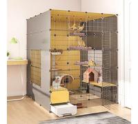 Parc for chat Cages for chats d'intérieur, avec bac à litière, enclos for chat à monter soi-même, cage de chenil amovible en fil de fer, cages for petits animaux, grand lieu d'exercice idéal for chat(