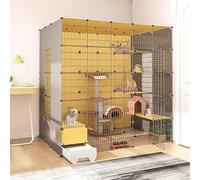 Parc for chat Cages for chats d'intérieur, avec bac à litière, enclos for chat à monter soi-même, cage de chenil amovible en fil de fer, cages for petits animaux, grand lieu d'exercice idéal for chat(