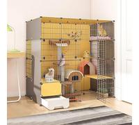 Parc for chat Cages for chats d'intérieur, avec bac à litière, enclos for chat à monter soi-même, cage de chenil amovible en fil de fer, cages for petits animaux, grand lieu d'exercice idéal for chat(