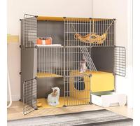 Parc for chat Cages for chats d'intérieur, avec bac à litière, enclos for chat à monter soi-même, cage de chenil amovible en fil de fer, cages for petits animaux, grand lieu d'exercice idéal for chat(