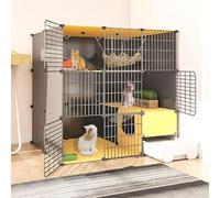 Parc for chat Cages for chats d'intérieur, avec bac à litière, enclos for chat à monter soi-même, cage de chenil amovible en fil de fer, cages for petits animaux, grand lieu d'exercice idéal for chat(
