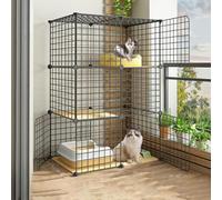 Parc for chat Cages for chats d'intérieur Enclos extérieur for chats Chenil en métal à monter soi-même avec tapis de plate-forme for 1 à 2 chats, furet, chinchilla, lapin, petits animaux(75*39*109cm)