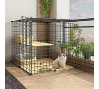 Parc for chat Cages for chats d'intérieur Enclos extérieur for chats Chenil en métal à monter soi-même avec tapis de plate-forme for 1 à 2 chats, furet, chinchilla, lapin, petits animaux(75*75*73cm)