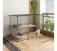 Parc for chat Cages for chats d'intérieur Enclos extérieur for chats Chenil en métal à monter soi-même avec tapis de plate-forme for 1 à 2 chats, furet, chinchilla, lapin, petits animaux(111*49*73cm)