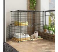 Parc for chat Cages for chats d'intérieur Enclos extérieur for chats Chenil en métal à monter soi-même avec tapis de plate-forme for 1 à 2 chats, furet, chinchilla, lapin, petits animaux(75*39*73cm)