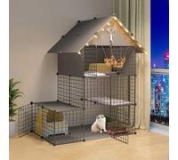 Parc for chat Cages for chats d'intérieur - Enclos for chats Grande cage for chat Niche for chat Parc for chaton Cage for furet Cages for cochons d'Inde Cages for chiens for petits chiens(Schwarz,111x