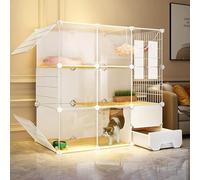 Parc for chat Cages for chats d'intérieur Grande niche for chat Parc for animaux de compagnie for chats Parc for chiots Chenils métalliques détachables à monter soi-même Idéal for 1 à 2 chats(107*47*1