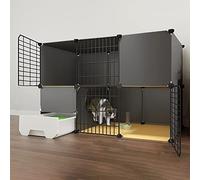 Parc for Chat Cages for Chats Niche d'intérieur for Grands Chats Enclos for Chats Hamac for Chats Parc for Animaux de Compagnie Cage for Petits Animaux(111x49x75cm(2))