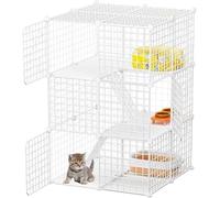 Parc for Chat d'intérieur à Monter soi-même, chenil métallique Amovible à 3 Niveaux, Grand Espace d'exercice, idéal for 1 à 2 Chats, Animaux de Compagnie, etc.(White)