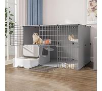 Parc for Chat d'intérieur avec bac à litière, Cage for Chat, enclos for Chat, Cage Amovible en métal for Petits Animaux, Parc for Chaton à Monter soi-même, très Grand Espace(111x49x73cm)