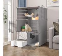 Parc for Chat d'intérieur avec bac à litière, Cage for Chat, enclos for Chat, Cage Amovible en métal for Petits Animaux, Parc for Chaton à Monter soi-même, très Grand Espace(75x49x109cm)
