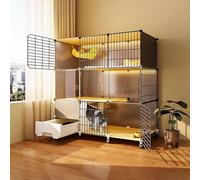 Parc for Chat d'intérieur, enclos for Chat, Parc for Animaux de Compagnie, Cage for Chaton avec bac à litière, Maison for Chat, Cage en Fil métallique Amovible(109x39x112cm)
