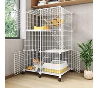 Parc for Chat d'intérieur Grand enclos for Chat à Monter soi-même Parc for Petits Animaux Cages for Chats Chenils avec Roue Universelle Lieu d'exercice Idéal for 1 à 3 Chats(75x39x112cm)