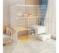 Parc for Chat Enclos intérieur for Chat for Balcon Fil métallique Amovible Chenils d'intérieur à Monter soi-même Cage for Furet Cages for cochons d'Inde Cage for Chat(111x49x111cm(2))