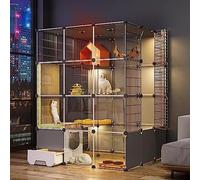Parc for Chat intérieur/extérieur avec bac à litière, Parc for Animaux de Compagnie for Chats, Design Transparent, chenils for Chats faciles à Nettoyer(Package C,110 * 110 * 145CM)