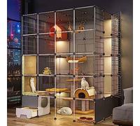 Parc for Chat intérieur/extérieur avec bac à litière, Parc for Animaux de Compagnie for Chats, Design Transparent, chenils for Chats faciles à Nettoyer(Package a,145 * 110 * 180CM)