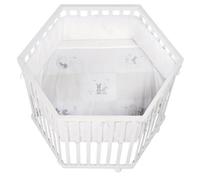 Parc hexagonal - ROBA - FOX & BUNNY - De la naissance jusqu'à 15 kg - Réglable - Roulettes - Blanc laqué