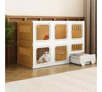 Parc intérieur pour chat - Enclos semi-fermé amovible pour chats 2-3 chats - Grand espace d'exercice extérieur et intérieur (avec bac à litière, 105 x 45 x 70 cm)