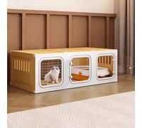 Parc intérieur pour chat - Enclos semi-fermé amovible pour chats 2-3 chats - Grand espace d'exercice extérieur et intérieur (avec bac à litière, 70 x 45 x 105 cm)