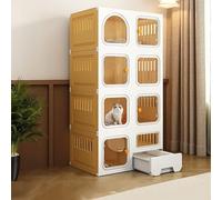 Parc intérieur pour chat - Enclos semi-fermé amovible pour chats 2-3 chats - Grand espace d'exercice extérieur et intérieur (avec bac à litière, 70 x 45 x 140 cm)