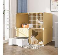 Parc intérieur pour chat - Maison amovible pour petits animaux de compagnie - Idéal pour 1 à 3 chats - Avec bac à litière - Enclos multifonction pour chat pour l'exercice et le jeu