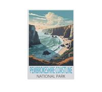 Parc National de la Côte de Pembrokeshire，Peinture par Numero Adulte, Cadeau de Peinture à l'huile de Bricolage numérique pour Enfants Adultes Peindre par Nombre Kits（20x30cm）7,8x11,8 pouces-FP69