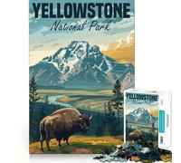 Parc National de Yellowstone Puzzle de 1000 pièces pour Adolescents Jeu de mémoire Amusant Composants Robustes et découpés avec précision Jeu Portable et idéal pour Les Voyages (38x26cm)