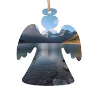 Parc national des glaciers - Ornements de Noël en bois imprimés à la main - Décoration suspendue double face imprimée pour cadeaux de maison d'arbre - 2 pièces