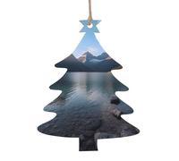 Parc national des glaciers - Ornements de Noël en bois imprimés à la main - Décoration suspendue double face imprimée pour cadeaux de maison d'arbre - 2 pièces