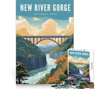 Parc National des Gorges de la New River Puzzle de 1000 pièces pour Adolescents Entraînement de la mémoire,Loisirs paisibles,découpe Impeccable,Un Joli Cadeau (38x52cm)