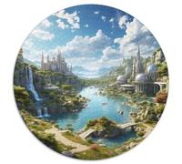 Parc National des Lacs Plitvice 1000 Pièces Jigsaw Puzzles Puzzles Ronds pour Adultes Et Enfants Cadeaux Jeu D'Intelligence De l'art De La DécoRat ION Moderne 1000pcs (67.5x67.5cm)