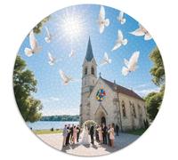 Parc National des Lacs Plitvice 1000 Pièces Puzzle Rond pour Enfants Encastrement Parfait Jeu D'Intelligence De l'art De La DécoRat ION Moderne 1000pcs (67.5x67.5cm)