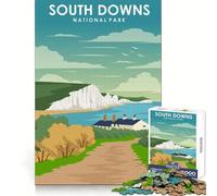 Parc National des South Downs Puzzle de 1000 pièces pour Adultes Exercice Mental Stimulation Douce Ajustement Chaleureux (38x52cm)