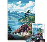 Parc National du lac Baïkal,Russie Puzzle de 1000 pièces pour Adultes Activité relaxante et stimulante pour la mémoire Bords Nets Idée Cadeau de Noël (50x75cm)