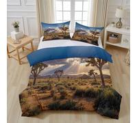 Parc National Nature Paysage Parure de Lit 200x200 Microfibre, Scène Wilderness Désert Joshua Tree Housse de Couette 2 Personnes, Literie Linge de Lit avec Fermeture Éclair et 2 Taies D'oreiller 65x65