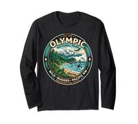 Parc National Olympique de Washington State Wild Rugged Retro Art Manche Longue